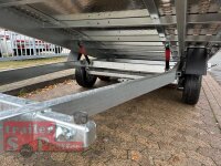 Lorries PLI35-5021 - 3500 kg kippbarer leichter Autotransporter mit geschlossenem ALU Boden und ALU Standschienen mit Hochplane SP-Line ÖKO Schräge / Rollo - Schiebeplane