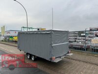 Lorries PLI35-5021 - 3500 kg kippbarer leichter Autotransporter mit geschlossenem ALU Boden und ALU Standschienen mit Hochplane SP-Line ÖKO Schräge / Rollo - Schiebeplane