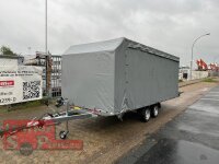 Lorries PLI35-5021 - 3500 kg kippbarer leichter Autotransporter mit geschlossenem ALU Boden und ALU Standschienen mit Hochplane SP-Line ÖKO Schräge / Rollo - Schiebeplane