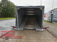 Lorries PLI35-5021 - 3500 kg kippbarer leichter Autotransporter mit geschlossenem ALU Boden und ALU Standschienen mit Hochplane SP-Line ÖKO Schräge / Rollo - Schiebeplane