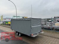 Lorries PLI35-5021 - 3500 kg kippbarer leichter Autotransporter mit geschlossenem ALU Boden und ALU Standschienen mit Hochplane SP-Line ÖKO Schräge / Rollo