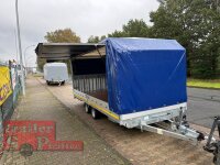 EDUARD 5022 -GD- Hochlader, kippbar, Auffahrklappe, Bordwände 30cm -3500kg- H-Pumpe - Lfh: 63cm -195/50R13 mit Hochplane SP-Line ÖKO Schräge / Rollo / Schiebeplane links / Aufstellklappe rechts
