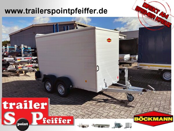 Böckmann KT-AL 3015/27 M F R/T-K Kofferanhänger mit Vollaluminium Aufbau - Tür- /Rampe Kombination