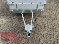 AKTION - Eduard 2314 750 KG Hochlader - Ungebremste Einzelachser - 2.3x1.45m - Ladehöhe:56 cm - 195/55R10 - Bordwände 30cm Hochplane PLED 100 und Stützrad