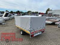 AKTION - Eduard 2314 750 KG Hochlader - Ungebremste Einzelachser - 2.3x1.45m - Ladehöhe:56 cm - 195/55R10 - Bordwände 30cm Hochplane PLED 100 und Stützrad