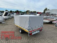 AKTION - EDUARD 2314 - UE-  Hochlader - Bordwände 30cm - 750 KG -  Lfh:56 cm - 195/55R10 mit Hochplane PLED 100 und Stützrad