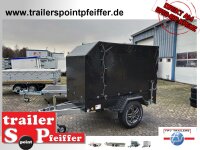 TPV TL-EB3 Offroad - 1300 kg gebremst Kastenanhänger mit 15" Geländebereifung und Reling - SCHWARZ mit Hochplane SP-Line ÖKO Schräge