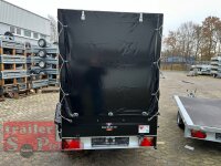 TPV TL-EB3 Offroad - 1300 kg gebremst Kastenanhänger mit 15" Geländebereifung und Reling - SCHWARZ mit Hochplane SP-Line ÖKO Schräge