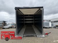 Lorries PLI30-5521 - 3000 kg 5,5m kippbarer leichter Autotransporter mit geschlossenem ALU Boden und ALU Standschienen mit Hochplane SP-Line ÖKO Schräge / Rollo