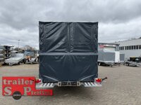 Lorries PLI30-5521 - 3000 kg 5,5m kippbarer leichter Autotransporter mit geschlossenem ALU Boden und ALU Standschienen mit Hochplane SP-Line ÖKO Schräge / Rollo