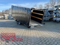 Lorries PLI27-4521 - 2700 kg kippbarer leichter Autotransporter mit ALU Standschienen mit Hochplane SP-Line / Rollo + Schiebeplane in FR links