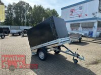 Brenderup 1205 SUB 750 " Der neue Kippi " - ABKLAPPBARE ZUGDEICHSEL / VERTIKAL ABSTELLEN mit Hochplane AKTION Black