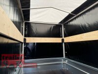 Brenderup 1205 SUB 750 " Der neue Kippi " - ABKLAPPBARE ZUGDEICHSEL / VERTIKAL ABSTELLEN mit Hochplane AKTION Black