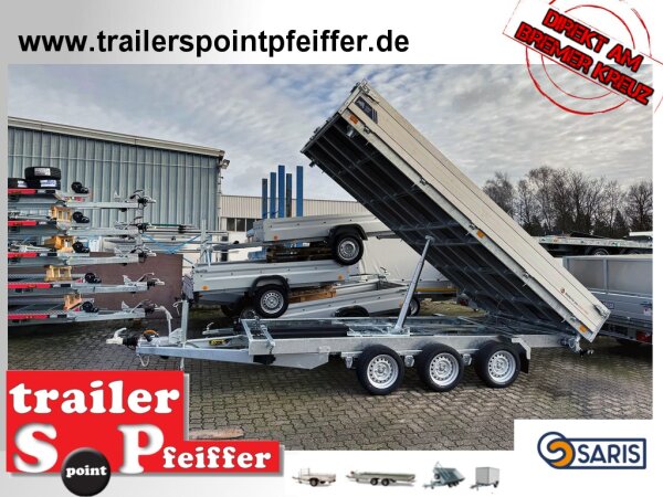Saris K3 406 204 3500 3 B E - Heavy Duty 3500 kg Blattfedern - 3 Seitenkipper - mit Elektropumpe + NOT - Rampenschacht