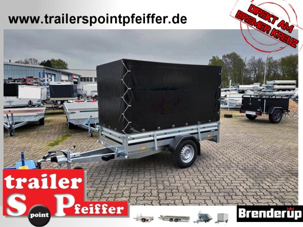 Brenderup 2260 SB 1300 - 258 x 128 x 40 Vorder und Rückwand klappbar - gebremst 1300 KG mit Hochplane EDITION Black Bill