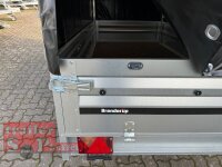 Brenderup 2260 SUB 750 - 258 x 128 x 40 Vorder und Rückwand klappbar - ungebremst 750 KG mit Hochplane EDITION Black Bill