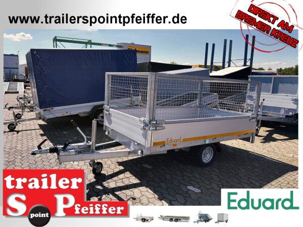 EDUARD 2615 -GE- Hochlader, Bordwände 30cm -1500kg- Lfh: 56cm -195/55R10 mit EDUARD 2615 - Laubgitter pendelbar - 70cm hoch