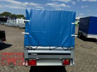 Brenderup 1205 SUB 750 " Der neue Kippi " - ABKLAPPBARE ZUGDEICHSEL / VERTIKAL ABSTELLEN mit Hochplane TX-Line
