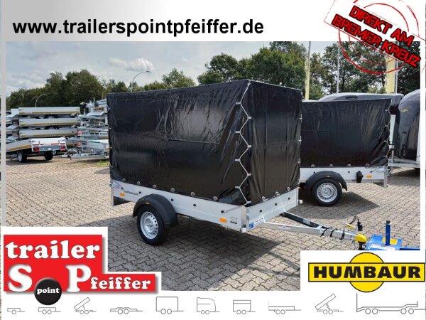 HUMBAUR Startrailer H 752513 ALU 750 kg ungebremst 251 x 131 mit Hochplane EDITION Black Bill