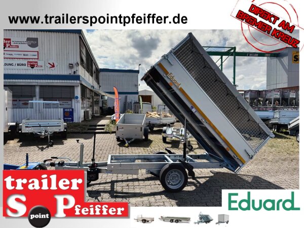 EDUARD 2514 -GE- Heckkipper, Bordwände 30cm -1500kg- FLEXePUMPE - Lfh: 63cm -195/50R13 mit SI-GI Laubgitter - Flachplane - 100 KM/H