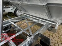 HUMBAUR HTK 3000.31 I 314 x 175 I 3000 KG I Dreiseitenkipper mit E-Pumpe - Rampenschacht  mit Stahl - Kastenaufsatz