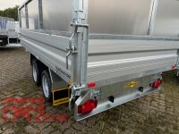 HUMBAUR HTK 3000.31 I 314 x 175 I 3000 KG I Dreiseitenkipper mit E-Pumpe - Rampenschacht  mit Stahl - Kastenaufsatz