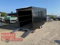 Lorries PL35-5021 - 3500 kg kippbarer leichter Autotransporter mit ALLEN EXTRAS mit ALU Standschienen und Rampenund Hochplane SP-Line vorne mit EXTRARUND / Heckrollo - Schiebeplane links und rechts