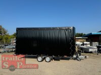 Lorries PL35-5021 - 3500 kg kippbarer leichter Autotransporter mit ALLEN EXTRAS mit ALU Standschienen und Rampenund Hochplane SP-Line vorne mit EXTRARUND / Heckrollo - Schiebeplane links und rechts