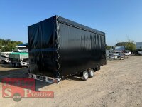 Lorries PL35-5021 - 3500 kg kippbarer leichter Autotransporter mit ALLEN EXTRAS mit ALU Standschienen und Rampenund Hochplane SP-Line vorne mit EXTRARUND / Heckrollo - Schiebeplane links und rechts