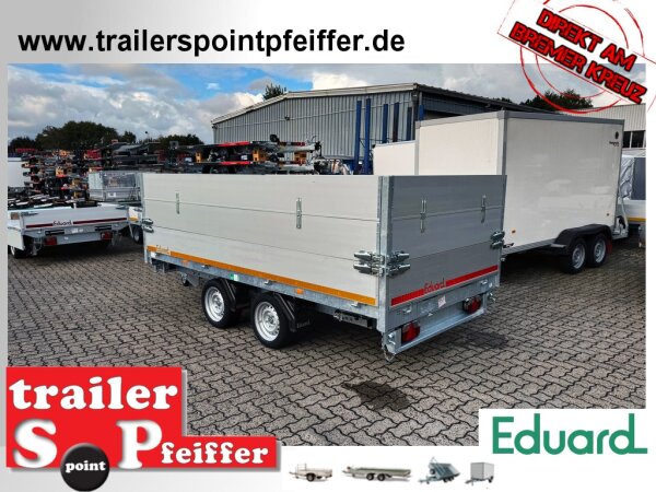 EDUARD 3518 -GD- 3 Seitenkipper, Bordwände 30cm -3000kg- E & H-Pumpe - Lfh: 66cm -195/50R13 mit 3518- AufsatzBordwände pendelbar - 60cm hoch