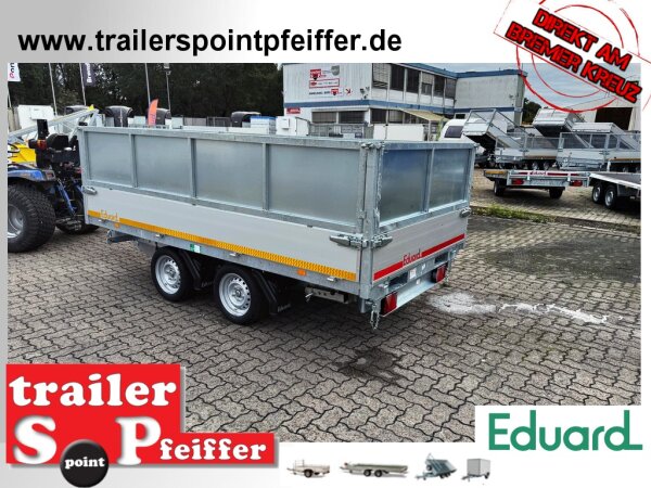 EDUARD 3318 -GD- 3 Seitenkipper, Bordwände 30cm -3500kg- E & H-Pumpe - Lfh: 63cm -195/50R13 mit Stahl - Kastenaufsatz