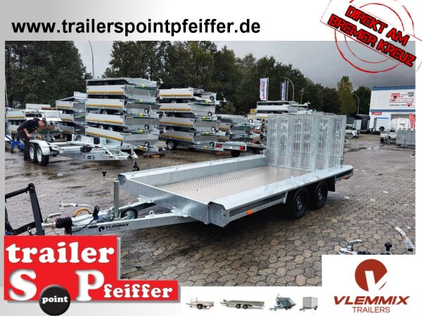Vlemmix TX 354018 - L Maschinentransporter  ALU Boden - Baggeranhänger 400 x 180 - 3500 kg