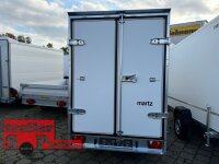 martz KARGO 300 - 750 KG Plywood Kofferanhänger  - ungebremst mit Zurrleisten - Heckstützen - 100 KM/H