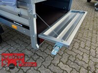 Brenderup 1205 SUB 750 " Der neue Kippi " - ABKLAPPBARE ZUGDEICHSEL / VERTIKAL ABSTELLEN mit LAUBGITTERAUFSATZ 50 CM und Hoch- / Flachplane