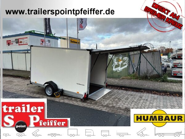 HUMBAUR HKT 183117-18P I 310 x 176 x 180 I 1800 KG I Absenkanhänger Koffer mit Hydraulik