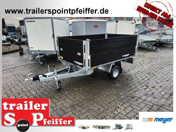 WM Meyer HLNK 1523/141 BLACK EDITION - 1500 kg ALU Rückwärtskipper gebremst mit ALU Bordwandaufsatz