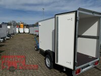 B-Ware I martz KARGO 250  750 KG Plywood Kofferanhänger mit Doppeltür - ungebremst mit Zurrleisten - Stützrad - Heckstützen