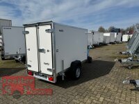 B-Ware I martz KARGO 250  750 KG Plywood Kofferanhänger mit Doppeltür - ungebremst mit Zurrleisten - Stützrad - Heckstützen