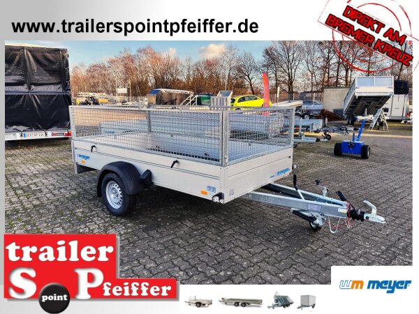 AKTION WM Meyer B 1330/151  ALU Kastenanhänger Einachser gebremst mit Laubgitter SP-Line