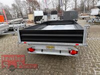 HUMBAUR HTK 3500.37 STAHL I 363 x 185 I 3500 KG I Dreiseitenkipper mit E-Pumpe - Rampenschacht  mit  Stahlbordwand SCHWARZ