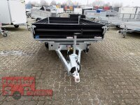 HUMBAUR HTK 3500.37 STAHL I 363 x 185 I 3500 KG I Dreiseitenkipper mit E-Pumpe - Rampenschacht  mit  Stahlbordwand SCHWARZ