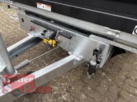 HUMBAUR HTK 3500.37 STAHL I 363 x 185 I 3500 KG I Dreiseitenkipper mit E-Pumpe - Rampenschacht  mit  Stahlbordwand SCHWARZ
