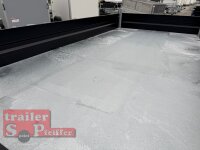 HUMBAUR HTK 3500.37 STAHL I 363 x 185 I 3500 KG I Dreiseitenkipper mit E-Pumpe - Rampenschacht  mit  Stahlbordwand SCHWARZ