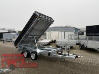 HUMBAUR HTK 3500.31 STAHL I 314 x 175 I 3500 KG I Dreiseitenkipper mit E-Pumpe - Rampenschacht mit Stahlbordwand SCHWARZ