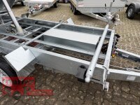 HUMBAUR HTK 3500.31 STAHL I 314 x 175 I 3500 KG I Dreiseitenkipper mit E-Pumpe - Rampenschacht mit Stahlbordwand SCHWARZ