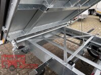 HUMBAUR HTK 3500.31 STAHL I 314 x 175 I 3500 KG I Dreiseitenkipper mit E-Pumpe - Rampenschacht mit Stahlbordwand SCHWARZ