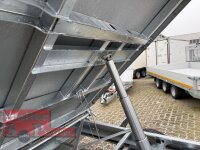 HUMBAUR HTK 3500.31 STAHL I 314 x 175 I 3500 KG I Dreiseitenkipper mit E-Pumpe - Rampenschacht mit Stahlbordwand SCHWARZ