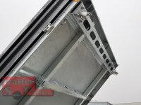 HUMBAUR HTK 3500.31 STAHL I 314 x 175 I 3500 KG I Dreiseitenkipper mit E-Pumpe - Rampenschacht mit Stahlbordwand SCHWARZ
