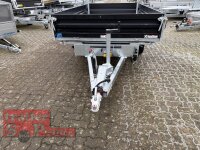 HUMBAUR HTK 3500.31 STAHL I 314 x 175 I 3500 KG I Dreiseitenkipper mit E-Pumpe - Rampenschacht mit Stahlbordwand SCHWARZ