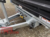 HUMBAUR HTK 3500.31 STAHL I 314 x 175 I 3500 KG I Dreiseitenkipper mit E-Pumpe - Rampenschacht mit Stahlbordwand SCHWARZ
